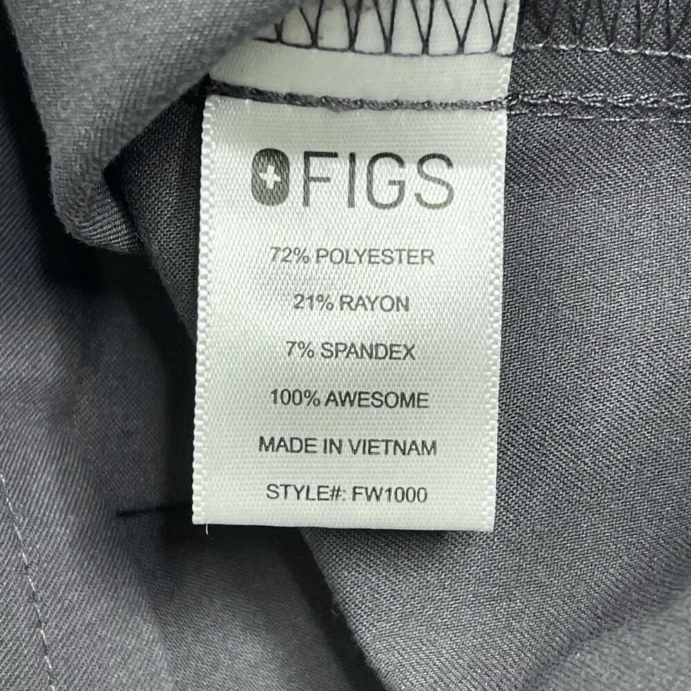 Figs Scrub Top Womens Size Small Technical Collection Front Pocket Gray - Picture 6 of 6